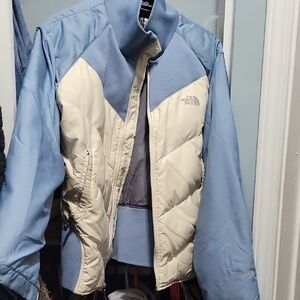 The North Face Light Blue and Cream Insulated Jacket